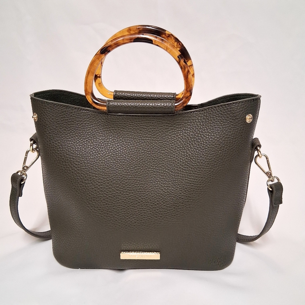 Katie Loxton London Olive Green Tote Bag with Tortoise Shell Handles